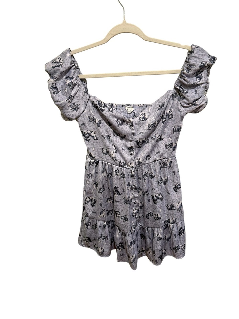 NWOT Kimchi Blue Off-Shoulder Floral Dress/Tunic - Whimsical Cat Print - M